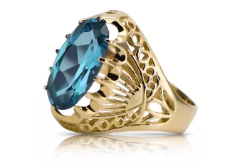 Aquamarine 14K Yellow gold Ring Vintage style vrc020y